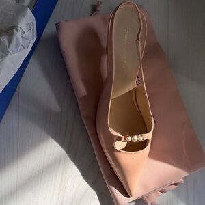 Stuart Weitzman Pink Slingback Heels with Pearl Detail